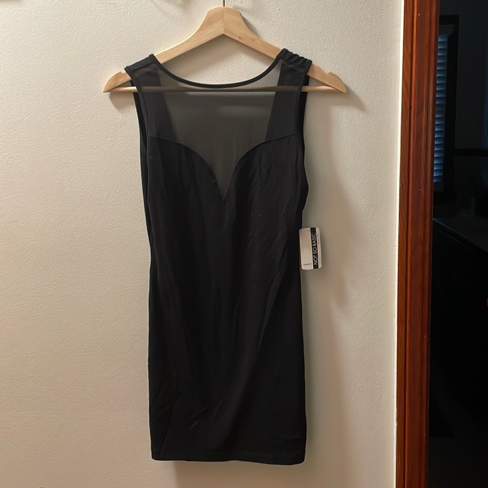 NWT vintage black sheer deep v backless mini dress 🖤